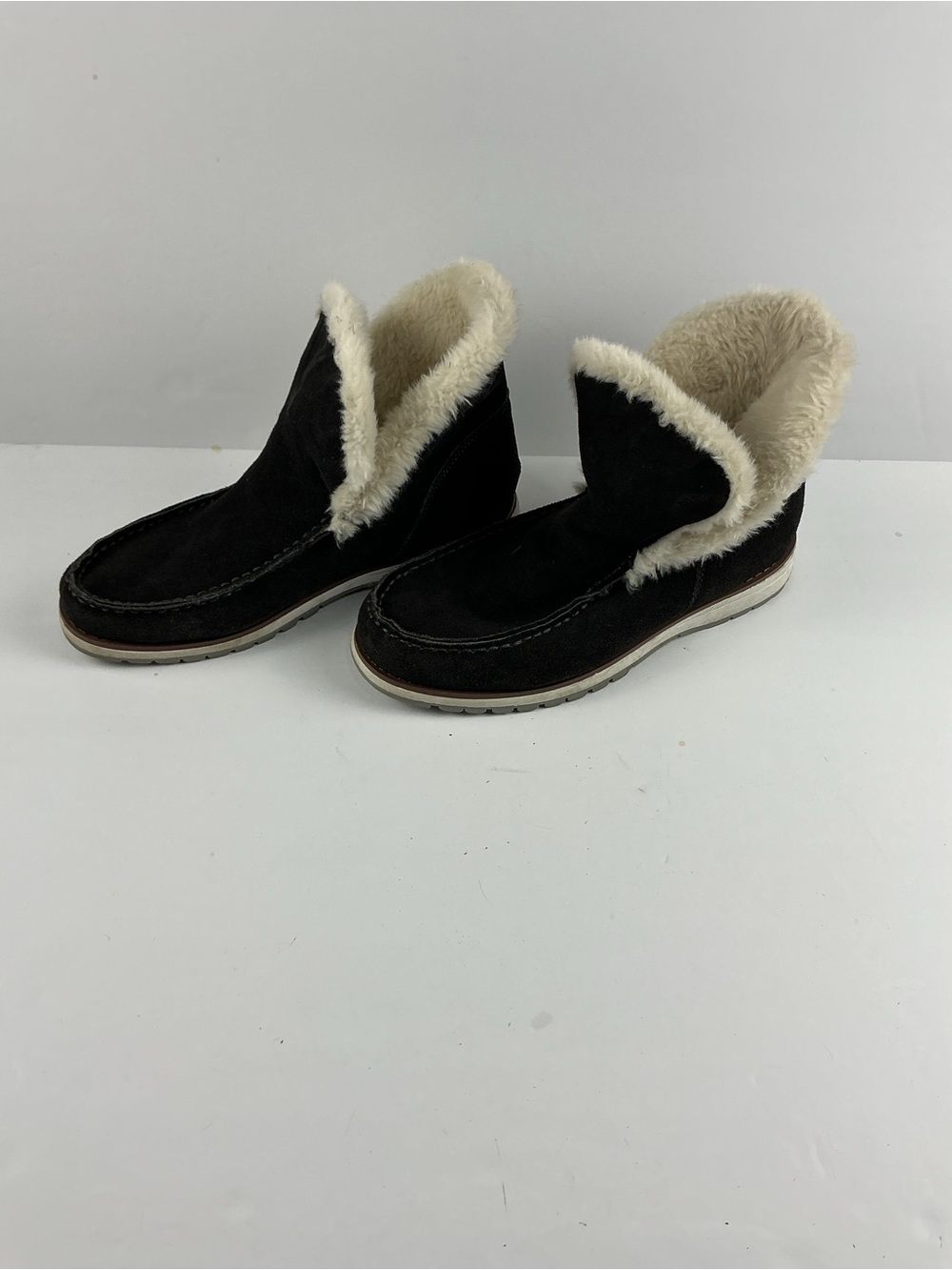 Women's Black Faux-Shearling Ankle Winter Boots
